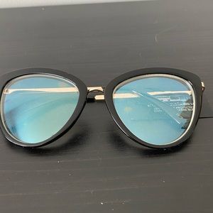 Black with gold trim bluelight glasses